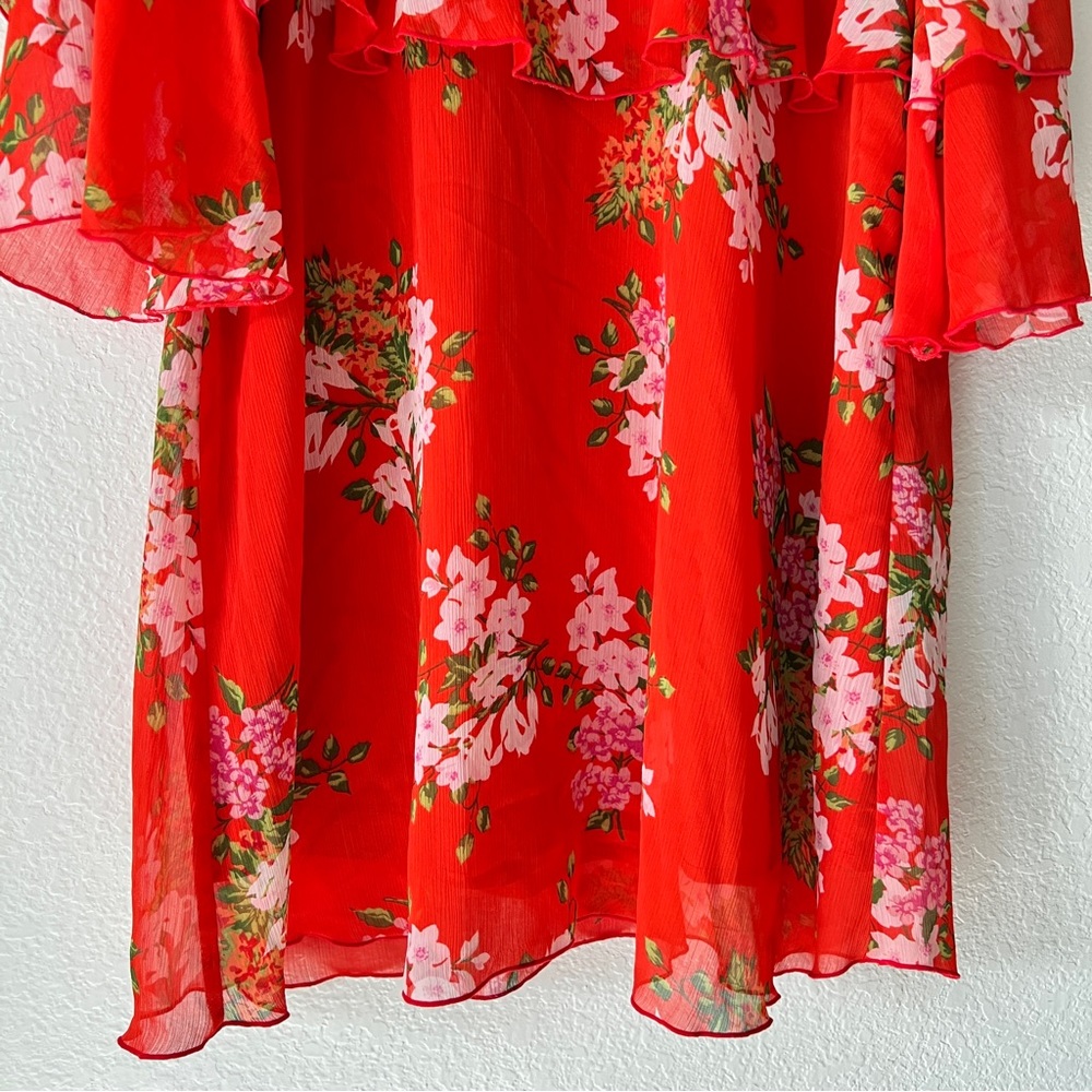 NWT Who What Wear Ruffle Tiered Bouquet Floral Dress Size X-Small - Picture 3 of 9